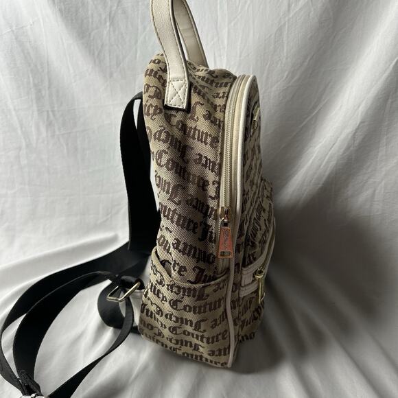 Juicy Couture Tan Brown Mini Backpack Black Straps - Picture 7 of 8